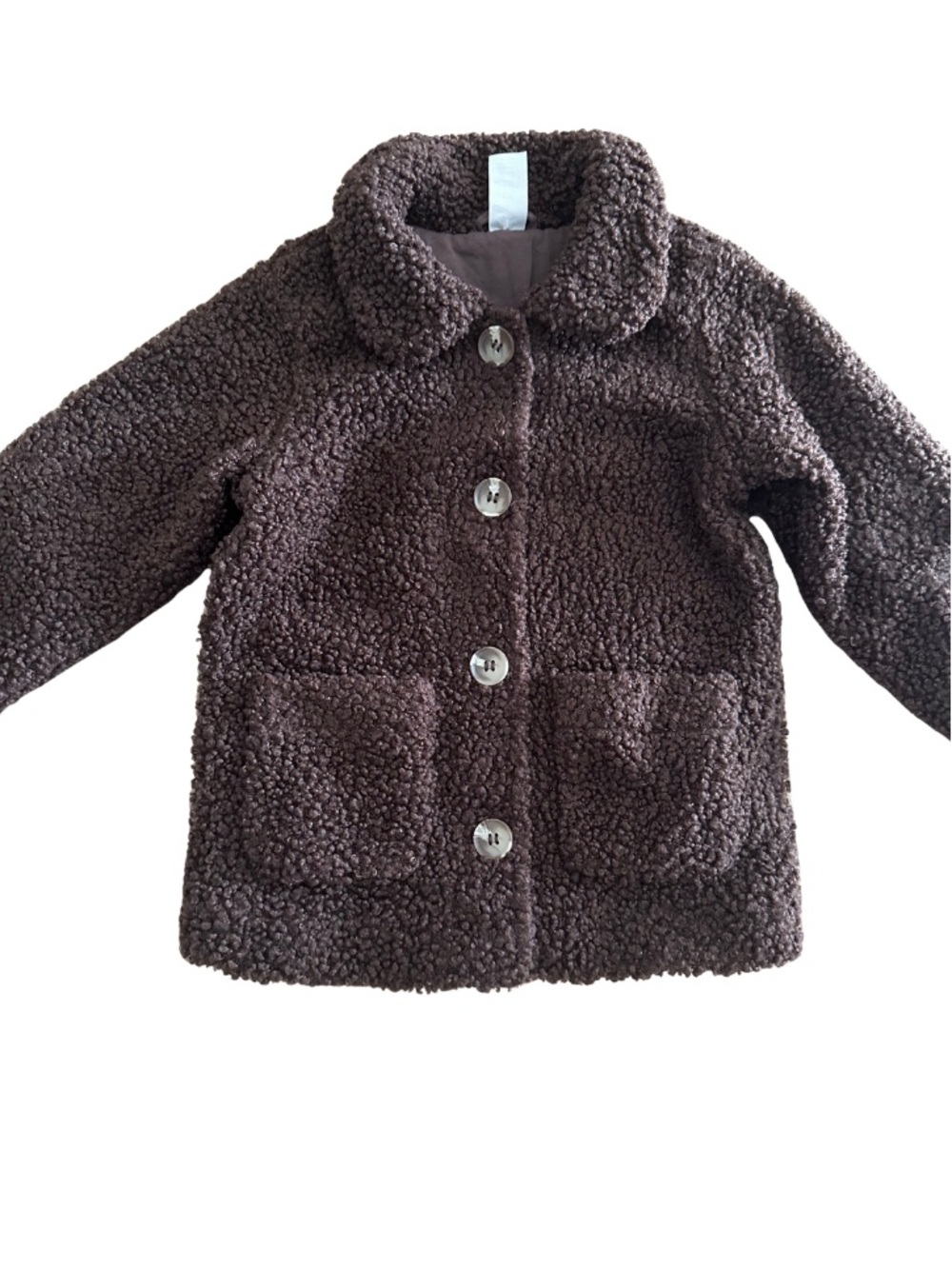 Zara Kids Dark Brown Sherpa Pea Coat